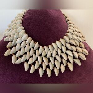 Handmade Layered Cowrie Shell Statement Necklace – Natural Beach Boho Jewelry